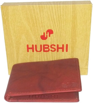 Hubshi Men Red Genuine Leather Money Clip(6 Card Slots)