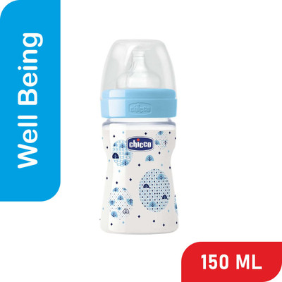 Chicco WellBeing Regular Flow Feeding Bottle - 150 ml(Blue)