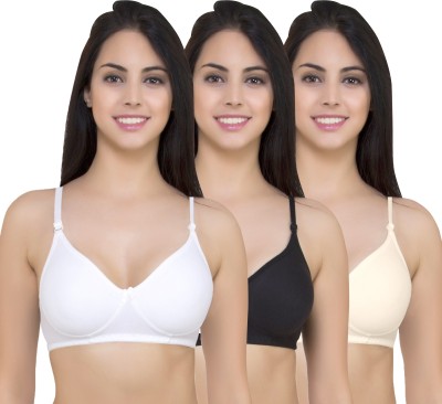 AKHIYAAN Cotton Fabric Women Full Coverage Non Padded Bra(Multicolor)