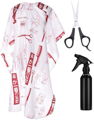 Angel Infinite Combo Of Hair Cutting Apron Cape(Black), Scissors (Silver), and Spray Bottle (Black) Set Of 3(3 Items in the set)