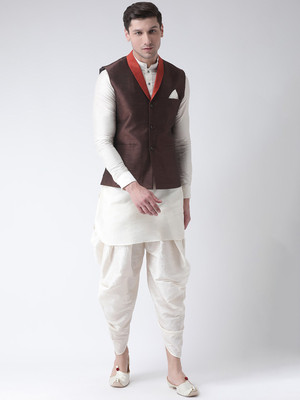 DEYANN Men Kurta Dhoti Pant Ethnic Jacket Set