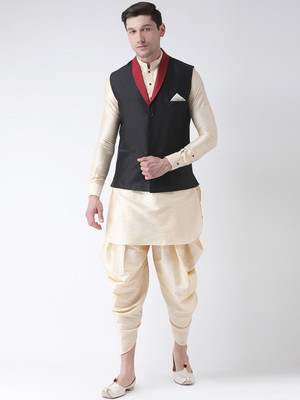 DEYANN Men Kurta Dhoti Pant Ethnic Jacket Set