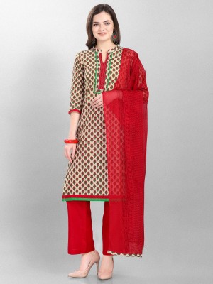 Jevi Prints Pure Cotton Solid, Printed Kurta & Palazzo Material