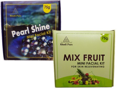 Khadi Pure Gramodyog Pearl_Shine & Mix_Fruit Mini Facial Kit (Combo - 2 Pcs)(2 x 75 g)