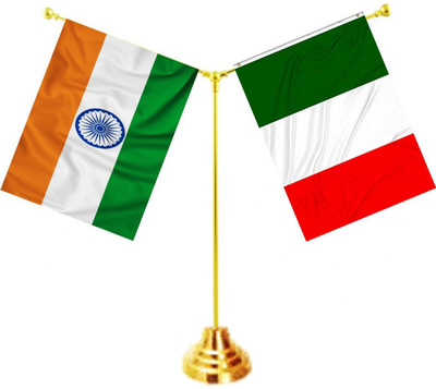 UNIQ India ,Italy Rectangle Table Miniature Flag(Polyester)