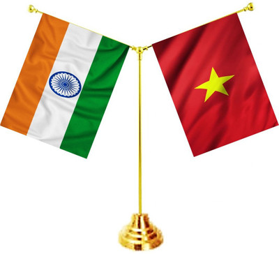 UNIQ India ,Vietnam Rectangle Table Miniature Flag(Polyester)