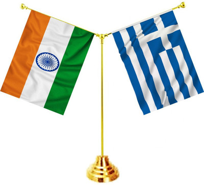UNIQ India ,Greece Rectangle Table Miniature Flag(Polyester)