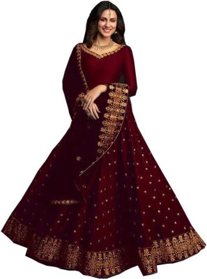 Kedar Fab Embroidered Semi Stitched Lehenga Choli(Maroon)