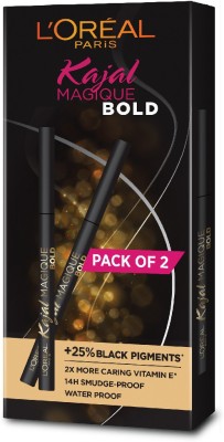 L'OREAL PARiS Kajal Magique Bold pack of 2, 7g (Black, 7 g)