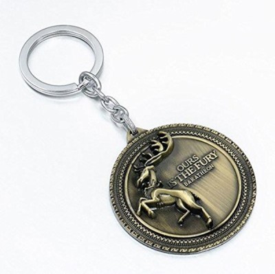 PA08Prise Game of Thrones GOT House Baratheon of Storm's End Ours is The Fury Crowned Black Stag Deer Westeros Sigil Metallic Keychain Key Chain