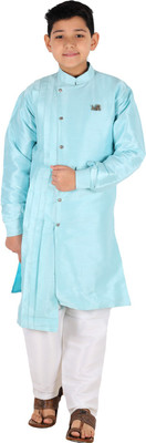 Fourfolds Boys Festive & Party Kurta and Pyjama Set(Light Green Pack of 2)