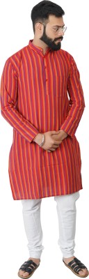 Dymano Men Striped Ethnic Dress Kurta(Red)