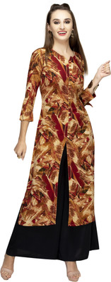 NIBHZ Women Printed Frontslit Kurta(Multicolor)