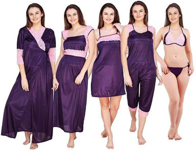 Bombshell Women Nighty Set(Purple)