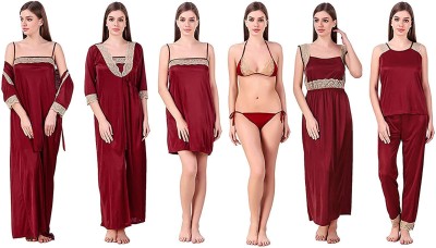 Bombshell Women Nighty Set(Maroon)