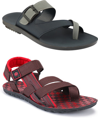 Birde Men Red, Grey Sandals