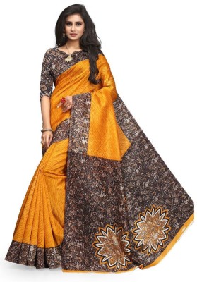 VCREATION Self Design Bandhani Art Silk Saree(Yellow)