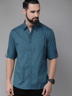 Roadster Men Printed Casual Blue Shirt