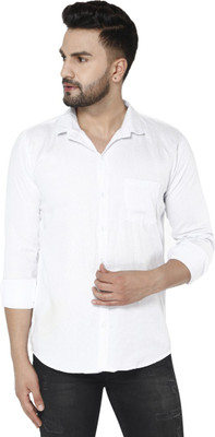 FUBAR Men Polka Print Formal White Shirt