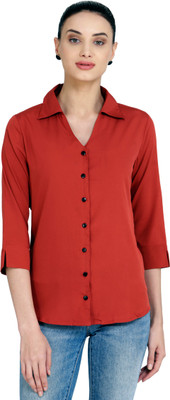 Thisbe Women Solid Formal Red Shirt