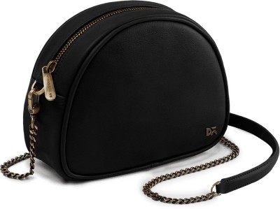 DailyObjects Black Sling Bag Black Vegan Leather - Arch Crossbody Bag