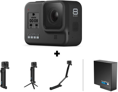 6 Off On Gopro Hero8 Black With 3 Way Grip And Battery Sports And Action Camera Black 12 Mp On Flipkart Paisawapas Com