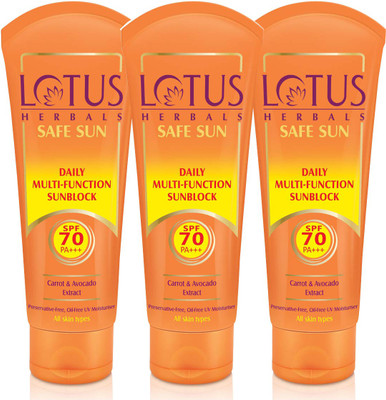 LOTUS Sunscreen - SPF 70 PA+++ Herbals Safe Sun Daily Multi Function Sunblock(180 g)
