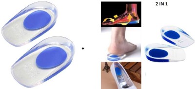 H D Enterprise 2in1 Pair Heel Support Pad Cup Gel Silicone Shock Cushion Insoles Care Insole(Blue)