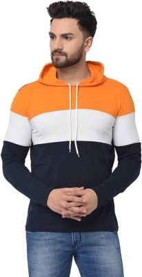 Fascista Colorblock Men Hooded Neck Dark Blue T-Shirt