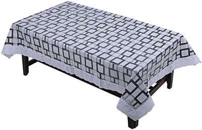 ZITIN Checkered 6 Seater Table Cover(Grey, PVC)
