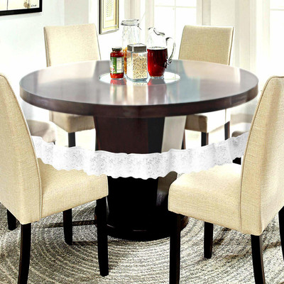 MONKDECOR Solid 6 Seater Table Cover(Silver, PVC)