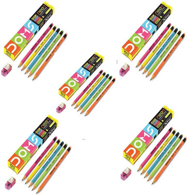 DOMS RUBBER TIPPED PENCIL WITH SHARPENER *PACK OF 50 PENCILS WITH 5 SHARPENERS*