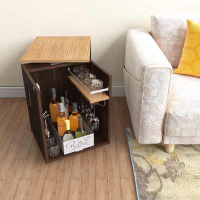 Studio Kook Engineered Wood Bar Cabinet(Finish Color - Junglewood)
