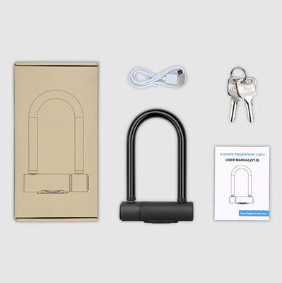 Moda Tech Smart Fingerprint Motorcycle Charging Anti-Theft U-Lock (Black) KDF-007 U Lock(Black)