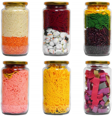 Windsales Glass Grocery Container  - 1000 ml(Pack of 6, Clear)