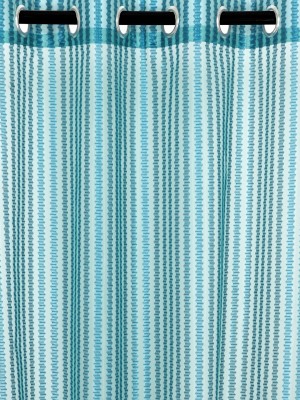BELLA TRUE 153 cm (5 ft) Polyester Transparent Window Curtain Single Curtain(Striped, Aqua)
