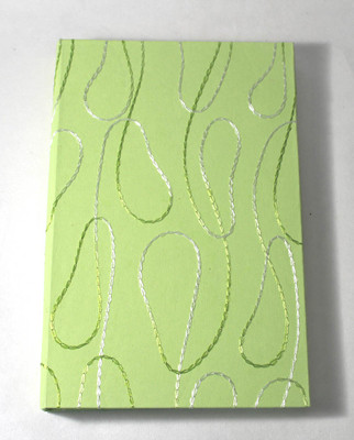 Camlon Exports Handmade Medium green color sheet with matching silk yarn embroidery cover notebook A4 Diary Unruled 96 Pages(Green)
