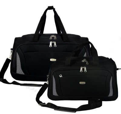 Timus Morocco Plus 55 & 65cm Black Duffle Travel Combo Travel Duffel Bag (Black) Duffel With Wheels (Strolley)