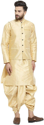 Royal Heritage Men Kurta Dhoti Pant Ethnic Jacket Set