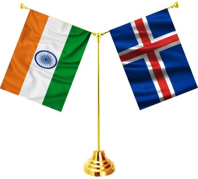 UNIQ Y shape Stand - India - Iceland Rectangle Table Miniature Flag(Polyester)