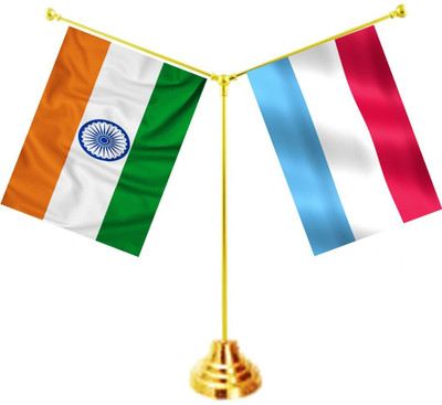 UNIQ Y shape Stand - India - Luxembourg Rectangle Table Miniature Flag(Polyester)