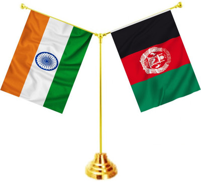 UNIQ Y shape Stand - India - Afganistan Rectangle Table Miniature Flag(Polyester)
