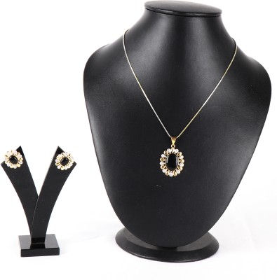 RR Jeweller Glass Gold-plated Black, Gold Jewellery Set(Pack of 1)