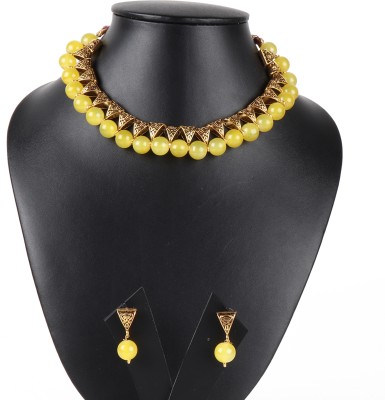 RR Jeweller Copper, Glass Gold-plated Yellow Jewellery Set(Pack of 1)