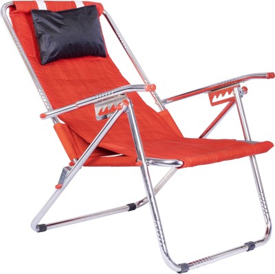 Patelraj Folding Relax Chair Metal Outdoor Chair(Red, Pre-assembled)