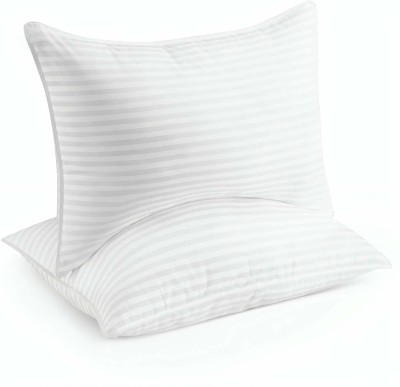 TORBA Comfortable Bedroom Pillow Polyester Fibre Stripes Sleeping Pillow Pack of 2(White)