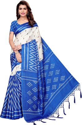 Kjs Printed Daily Wear Art Silk Saree(Blue)