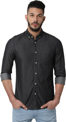 peter-england-men-self-design-casual-grey-shirt