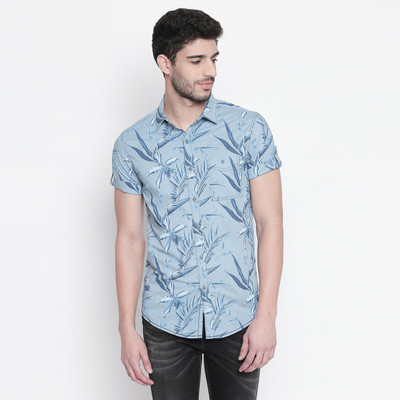 MUFTI Men Printed Casual Blue Shirt