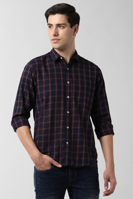 peter-england-men-checkered-casual-brown-shirt